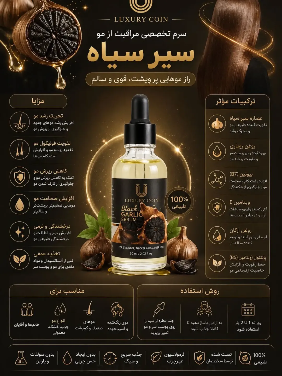 سرم سیر سیاه لوکسی کویین (Luxury Coin)